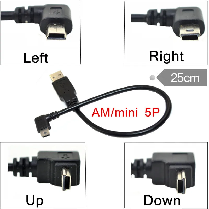Мини USB кабель Combo Mini правый и левый угол штекер на тип A 2 0 штекера для