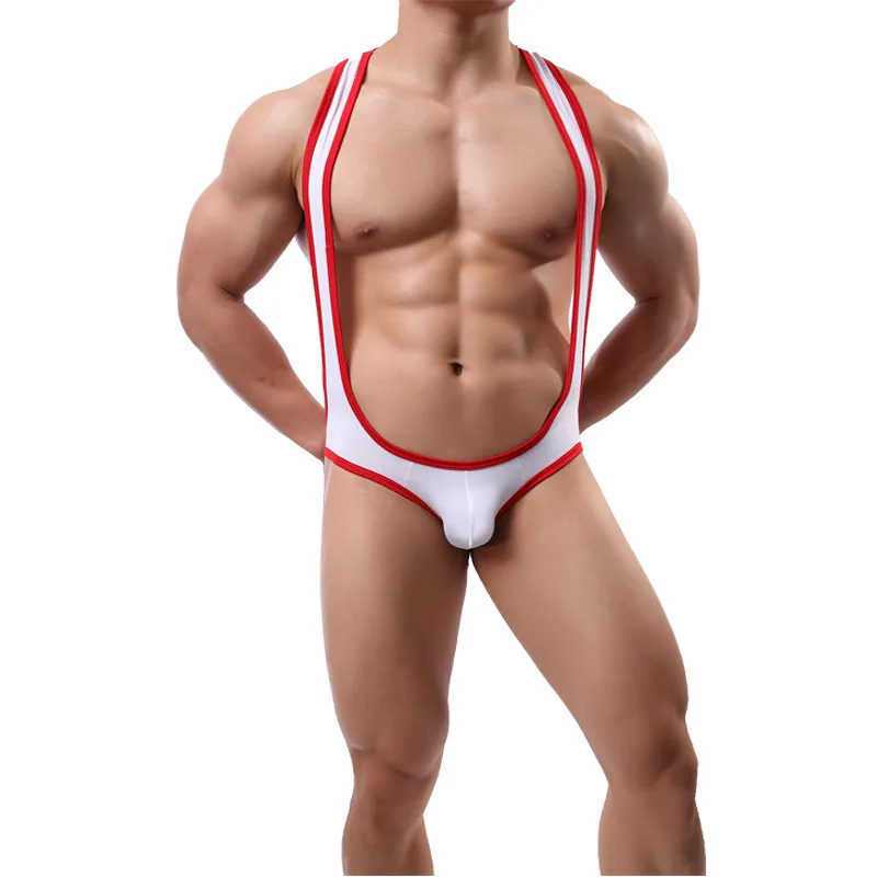 Sexy Mesh Undershirts Men Bugle Pouch Jumpsuit Leotard Bodysuits Jockstrap Sleepwear Underwear Bikini Sleepwear Undershirt