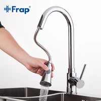 frap new 1 set pull out chrome kitchen faucet sink mixer tap swivel spout sink faucet swivel copper kitchen faucets tap f6052