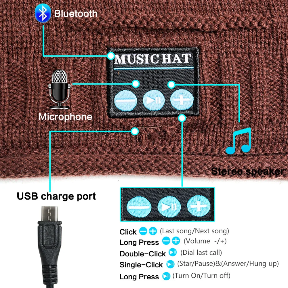 Оптовая продажа Bluetooth музыкальная вязаная шапочка Беспроводная умная теплая