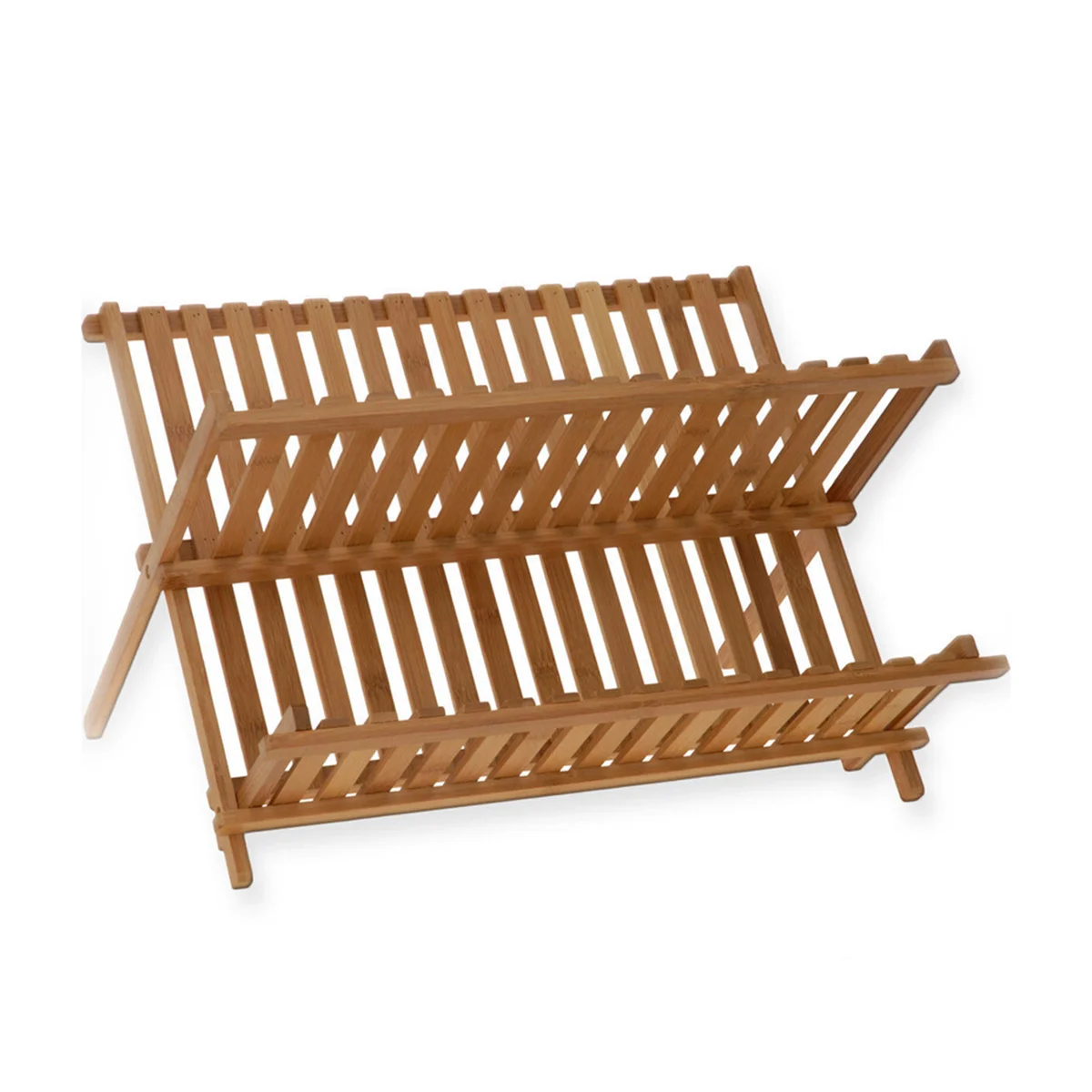 

Folding Bamboo Dish Rack Drying Rack Holder Utensil Drainer (Wood Color)