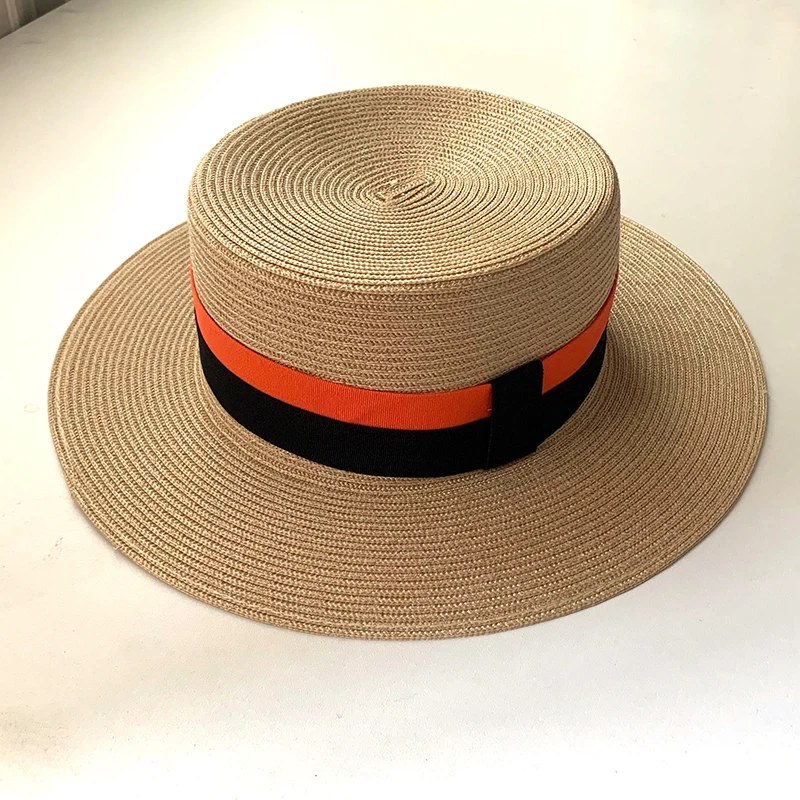 

New Summer Women's Boater Beach Hat Wide side Female Casual Panama Hat Lady Classic Flat Bowknot Straw Sun Hat Women Fedora