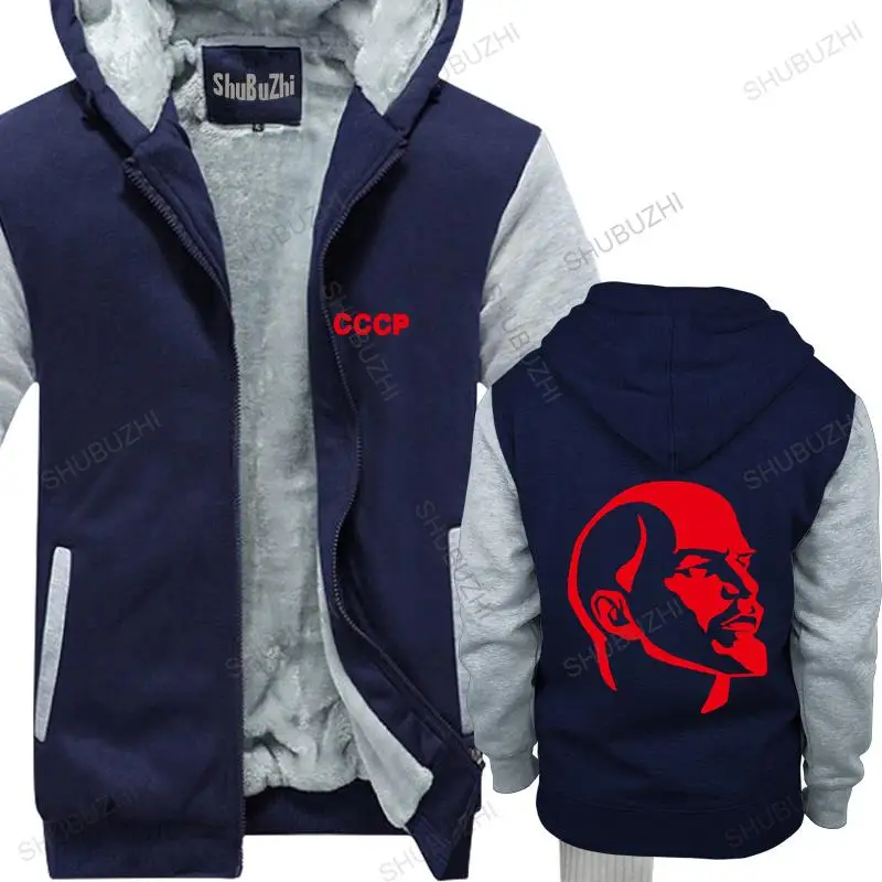 

Man black zipper thick hoodies Ussr Lenin unisex Outwear men hoody fleece sweatshirt male coat drop shipping