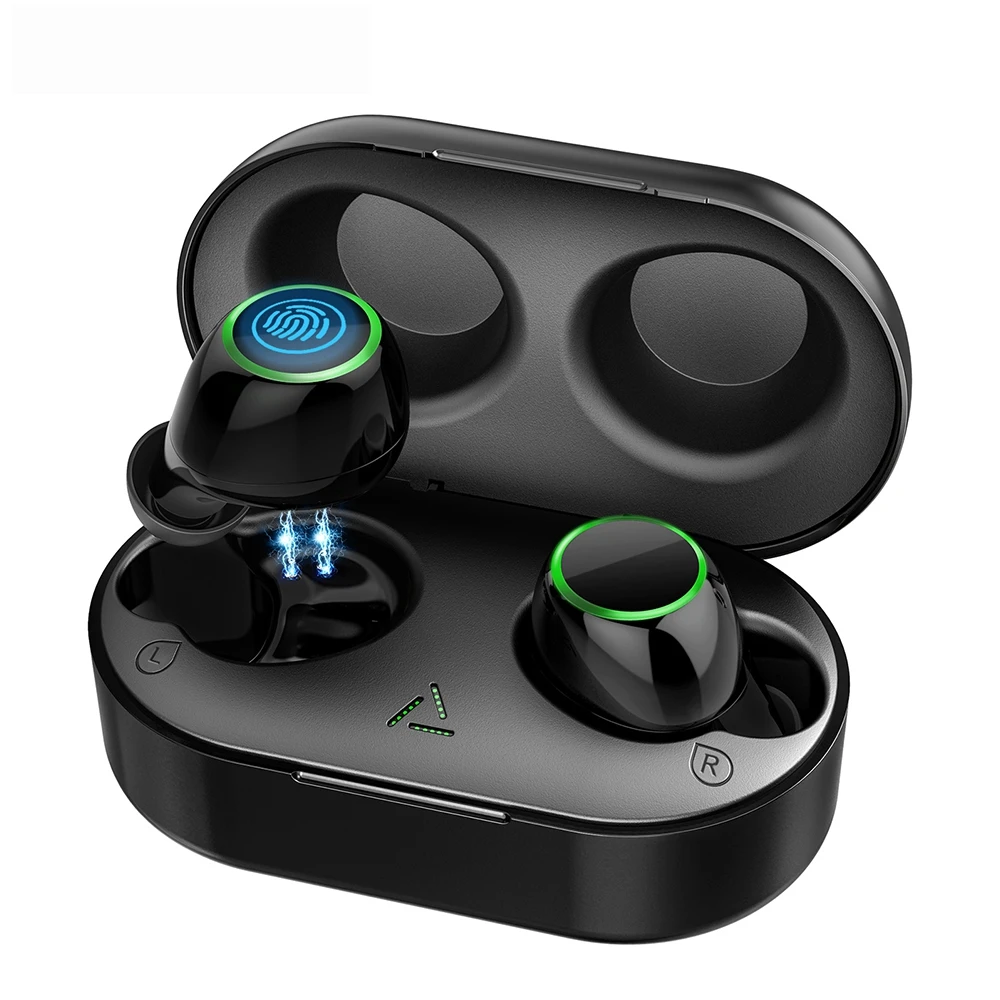 Black Mpow TWS Bluetooth 5,0 наушники Беспроводной наушники с Портативный зарядный чехол IPX7 Водонепроницаемый наушники-вкладыши с микрофоном Горячее предложение - Цвет: Black