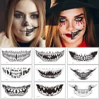 Наклейка с татуировкой на Хэллоуин, зубы, лицо, макияж, наклейка, темный стиль, нежный ужас, домашний декор вечерние, временное водонепроницаемое боди-арт
