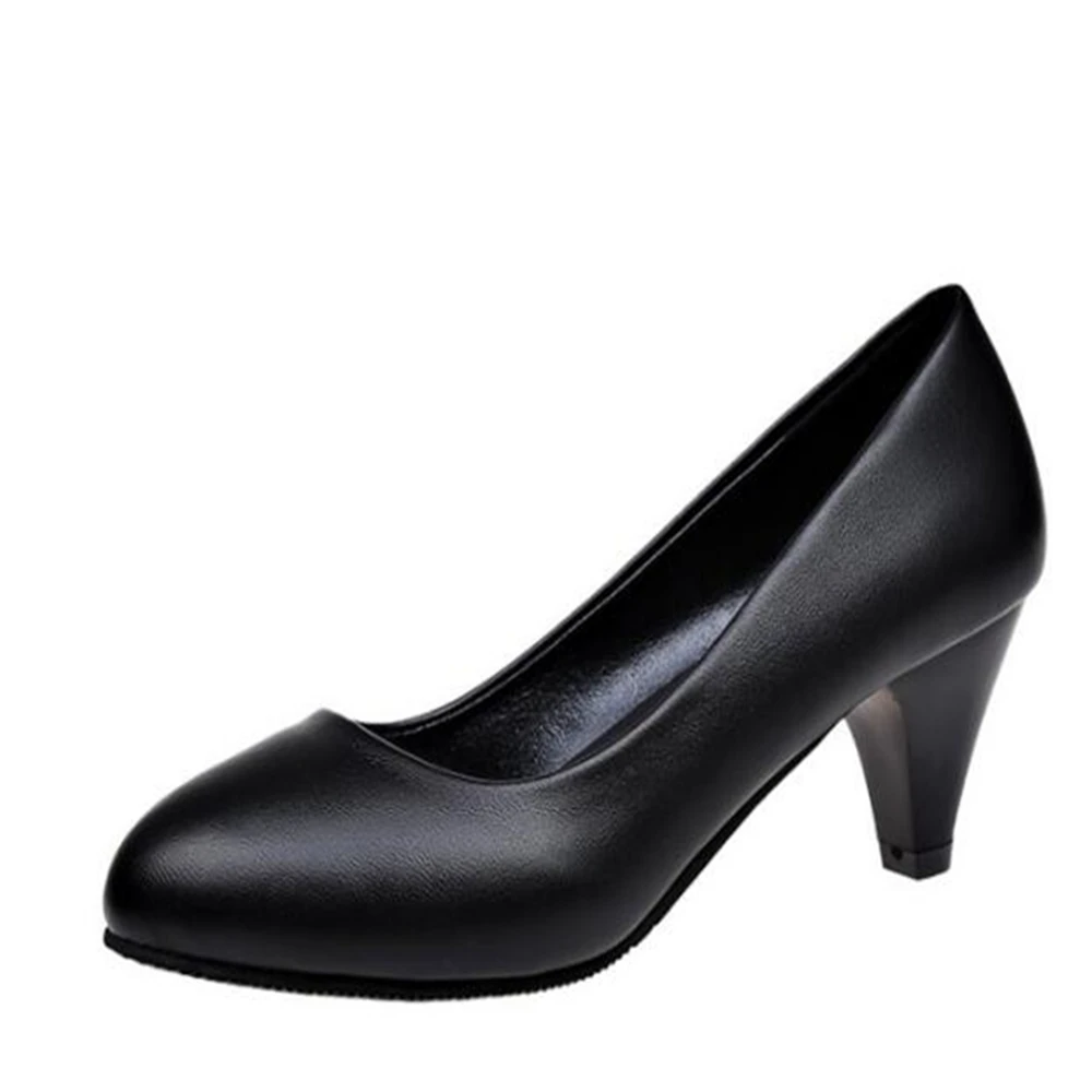 Женские классические туфли на высоком каблуке с закрытым носком женские черные