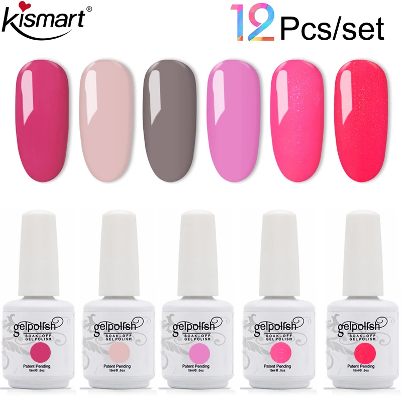 12 шт./лот 15 мл Гель лак для ногтей отмачиваемый УФ гель 369 цветов салона маникюра