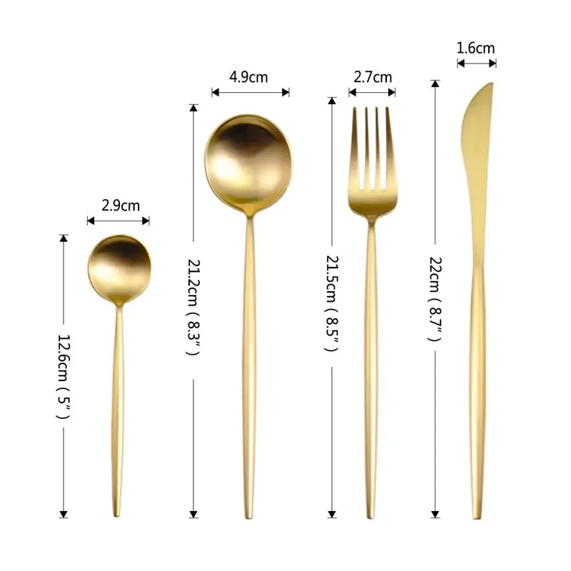 16Pcs Stainless Steel Dinner Set Spoon Fork Knife Dessert Coffee Wedding Party Tableware Kitchen luxury Cutlery | Дом и сад