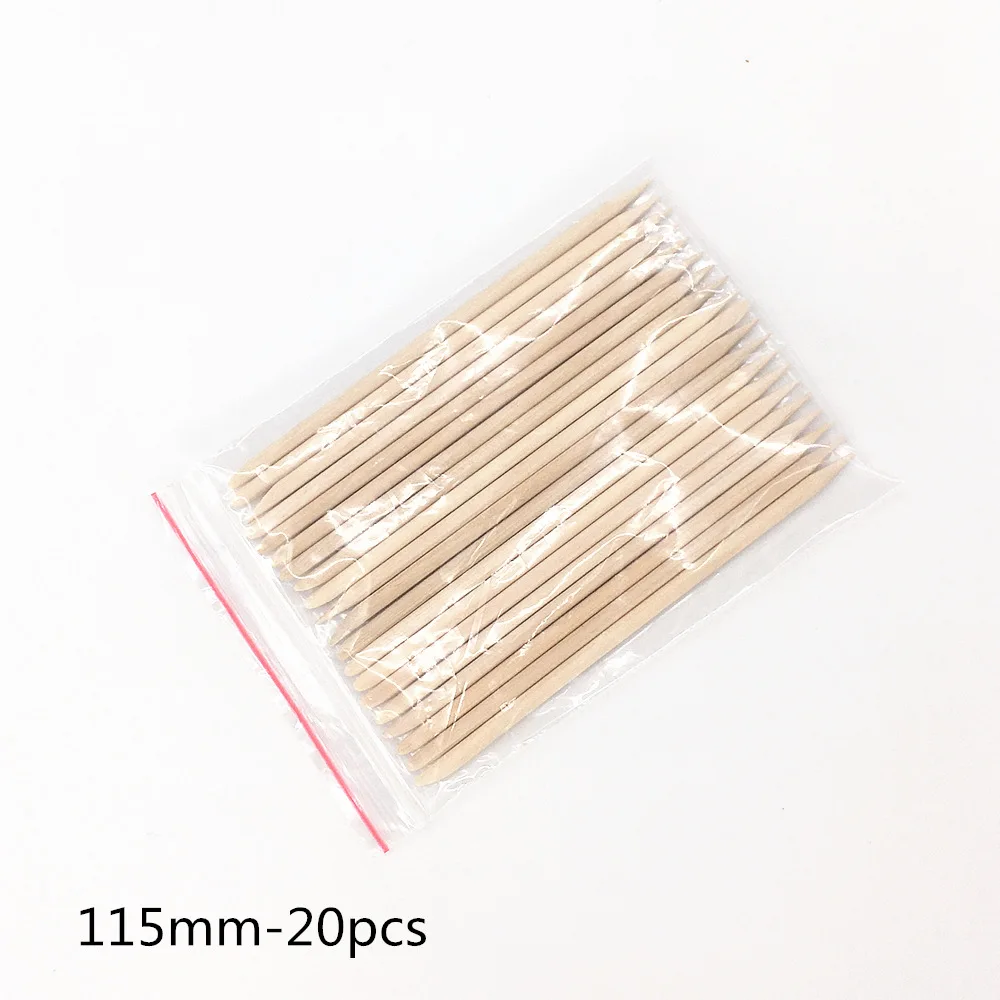 20pcs-115mm 100 шт./компл. оранжевый Для женщин леди с двойным концом нейл-арта деревянные палочки для кутикулы толкатель Remover Педикюр Маникюрный Инструмент - Цвет: 20pcs-115mm