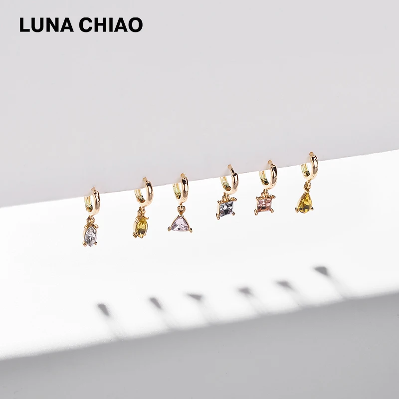 LUNA Чао Модные украшения 6 шт./компл. мини обруч серьги, нержавеющая сталь, пакет с украшением в виде кристаллов кулон Huggies Серьги Brincos Bijoux(украшения своими руками - Окраска металла: A0647