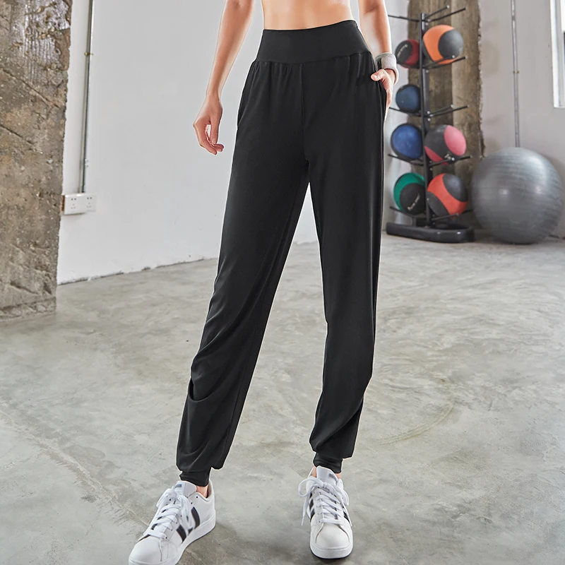 Штаны для йоги свободные Бесшовные Спортивные штаны с высокой талией и контролем