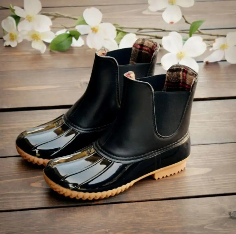 SWYIVY Rubber Shoes Women Ankle Boots Waterproof 2020 Autumn Short Tub Rain Duck Boot Water Female |