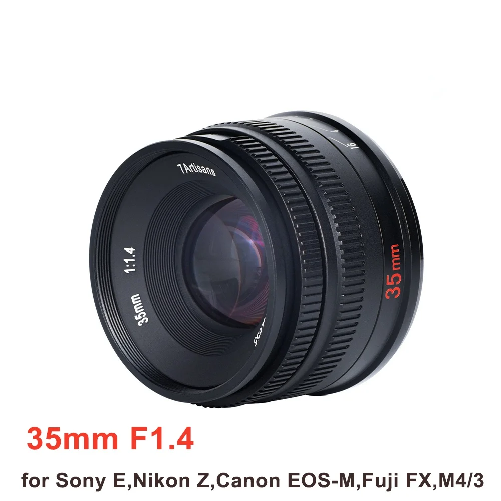 

7artisans 35mm F1.4 Fixed Focus Lens Wide Angle Large Aperture MF Cameras Len for Sony E Nikon Z Canon EOS M Fuji FX M4/3 Mount