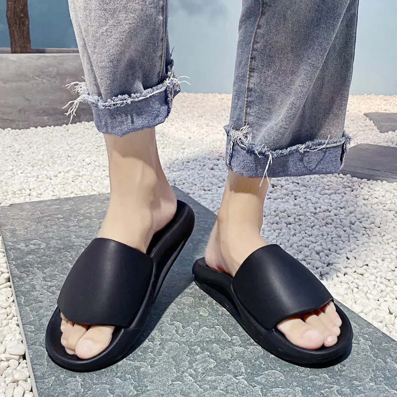 

2021 Trend Green Men Summer Slippers Big Size 39-48 Indoor Fish Mouth Flip Flops Men Slippers Home Casual Male Slides pantoufle