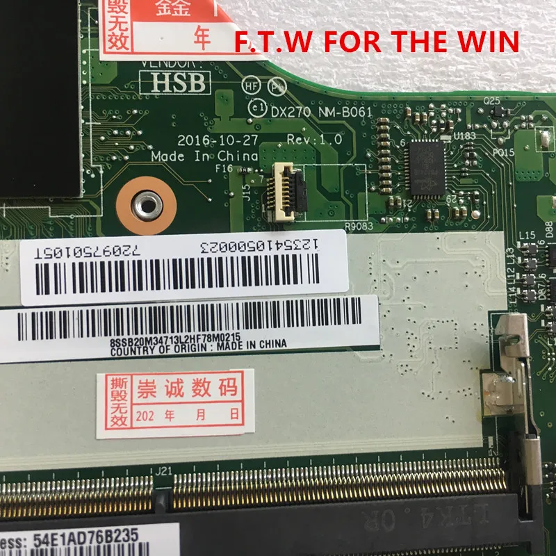 Verkauf 01LW714 MB Für Lenovo ThinkPad Laptop Motherboard X270 CPU I5-7300U NM-B061 100% Probado