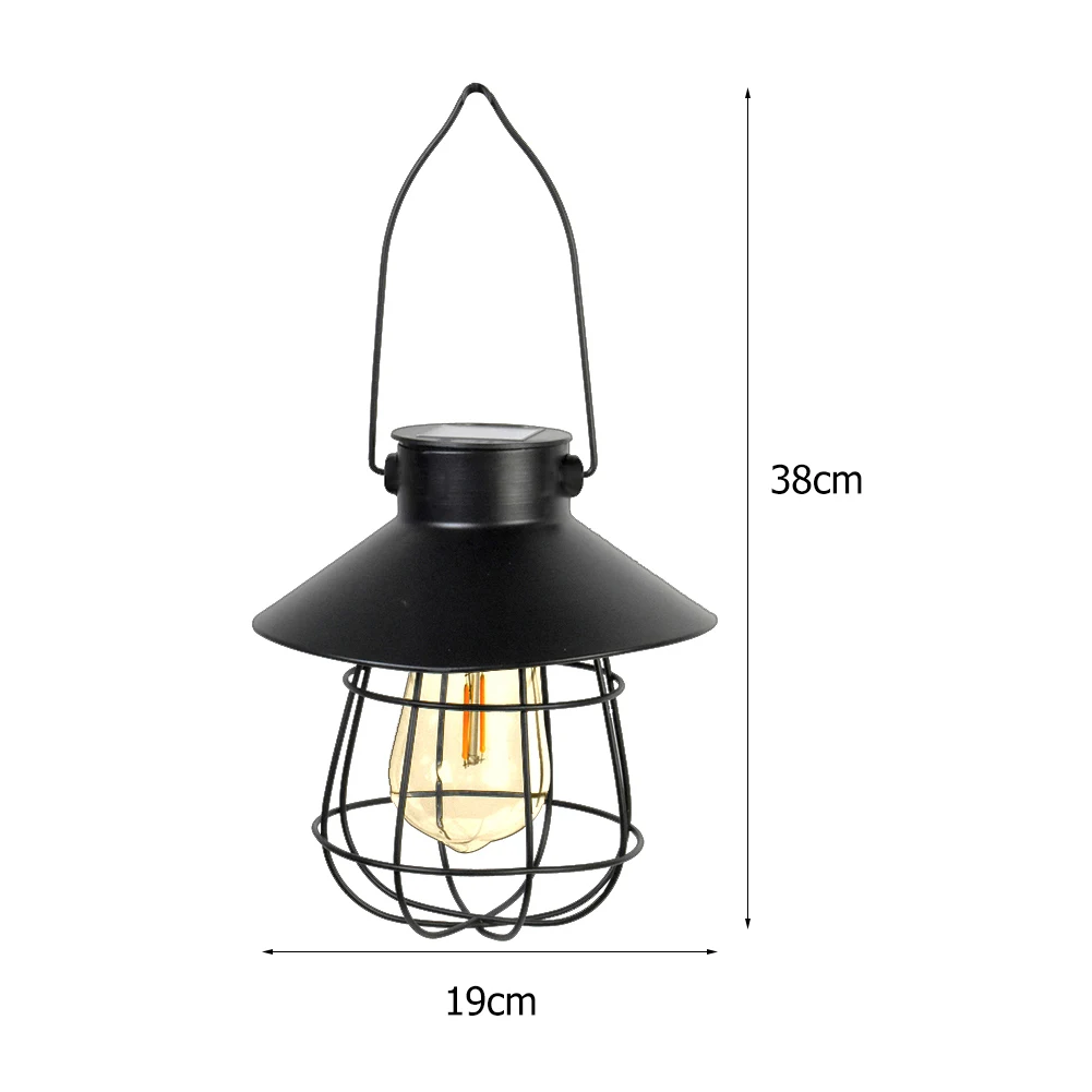 

Lantern Shape Hanging Lamp Hollow Designs Courtyards Vintage Metal Solar Powered Outdoor Greensward Lighting