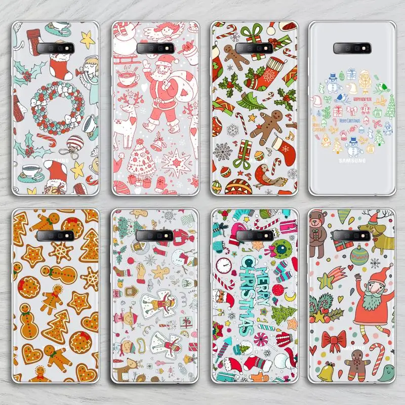 

Christmas Phone Case Transparent for Samsung A71 S9 10 20 HUAWEI p30 40 honor 10i 8x xiaomi note 8 Pro 10t 11 Clear mobile bag