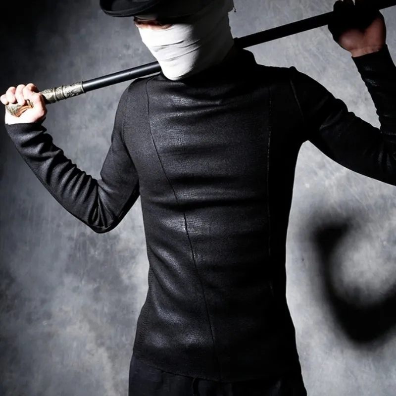 Новинка 2020 Мужская Толстая теплая водолазка в стиле панк футболка Осень зима