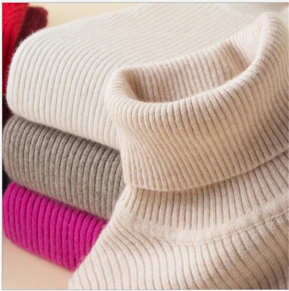 

Womens Turtleneck Solid Color Slim Knitted Tops Korean Style Pullover Woolen Sweater Inside Female Clothes