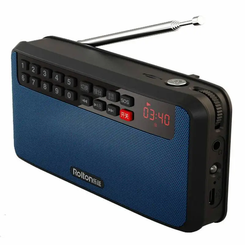 Rolton T60 Stereo Fm Radio Receiver Headset TF Card USB LED Light 2.1 Sound Track Portable Mini Music MP3 Player Elderly Radio. |
