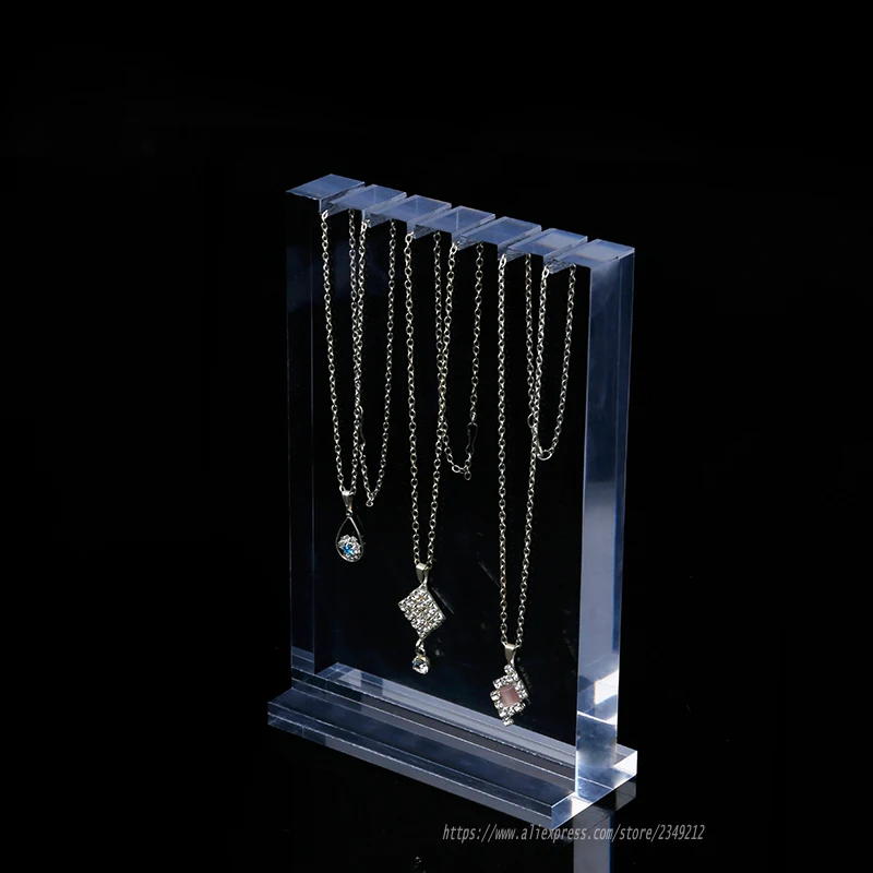 

High Quality Clear Thick Acrylic Necklace Display Rack 6-Necklace Showing Stand Jewelry Display Bracelet Holder Shelf