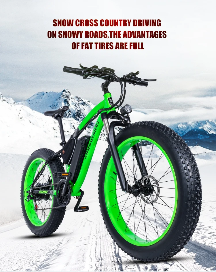 Electric bike 1000W Electric Fat Bike Beach Bike Cruiser Electric Bicycle 48Ｖ17ＡＨ lithium battery ebike electric mountain bike