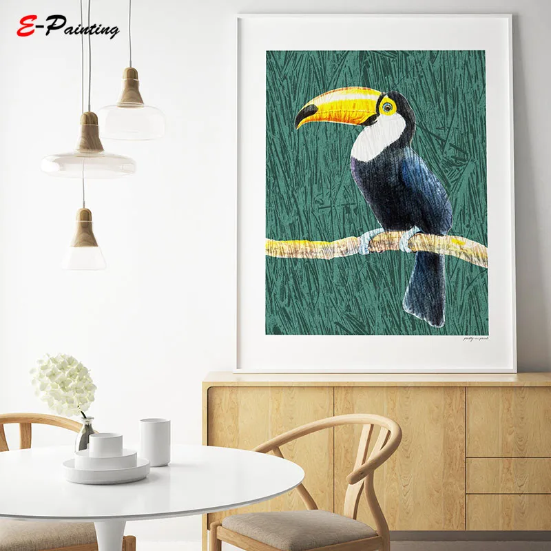 Скандинавский Холст Искусство Живопись Птица Румяна Розовый тропический