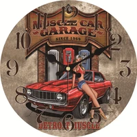 vintage hot girl design car clock home decor office cafe kitchen wall watches silent wall clocks art vintage large wall clock