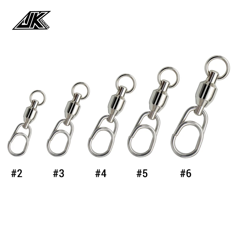 JK New Arrival pike fishing accessories Connector Pin Bearing Rolling Swivel Stainless Steel Snap Fishhook Lure Swivels Tackle