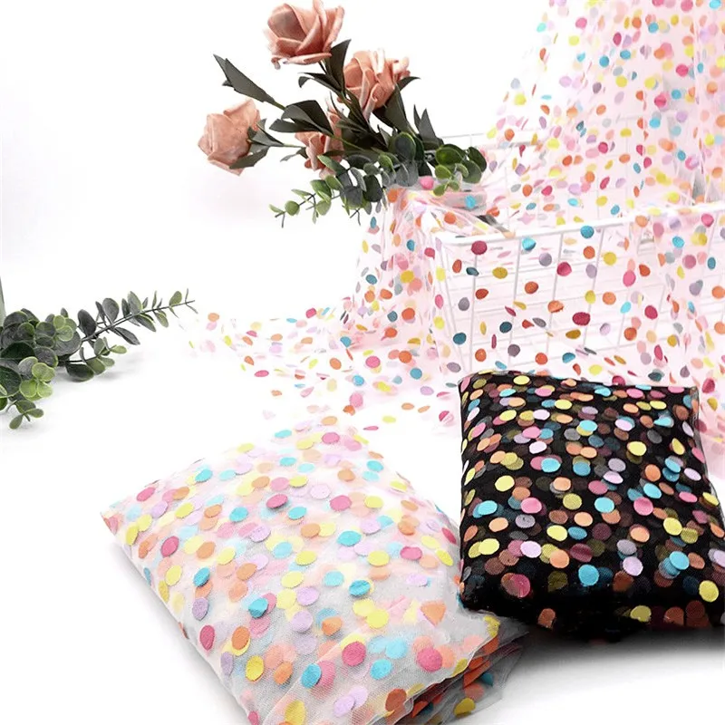 1 м красочная сетчатая ткань в горошек с блестками сделай сам украшения для