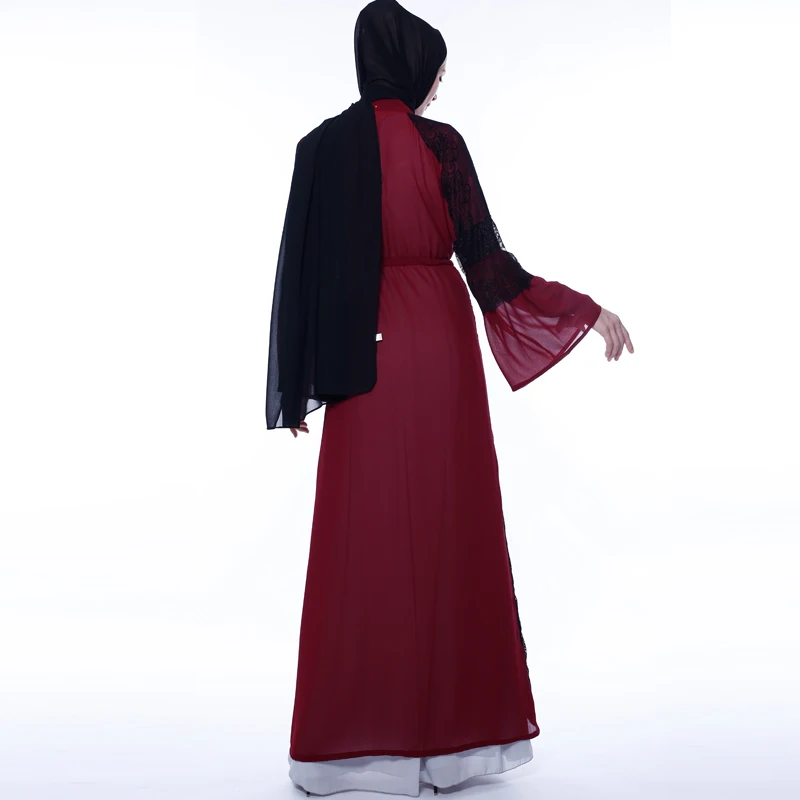 Шифоновое кружевное открытое кимоно абайя Дубайский Мусульманский платье