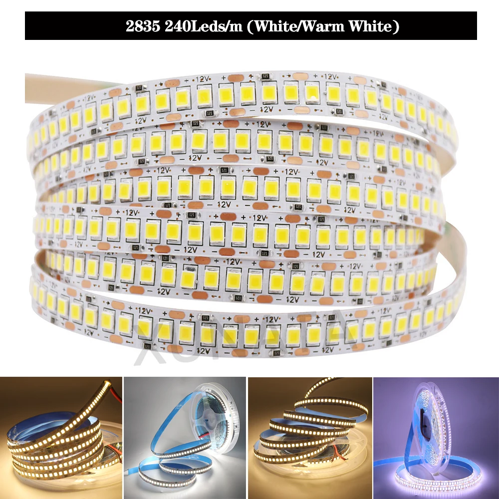 5 м/лот DC12V SMD5050 5054 2835 Светодиодная лента на веревочной ленте 300LED 1200LED