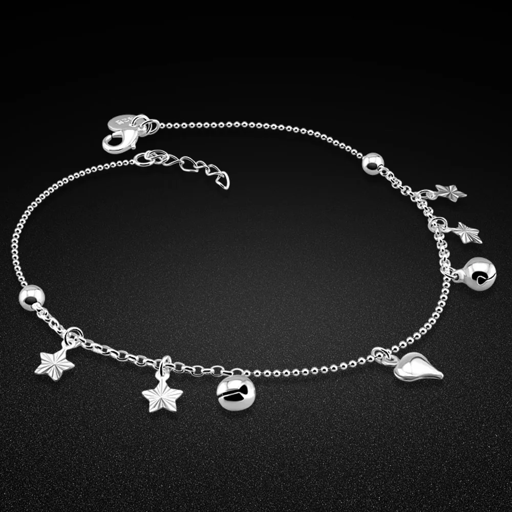 

Женский браслет на щиколотке из стерлингового серебра 925 пробы, оригинальный браслет на щиколотке с Серебряной звездой, летний крутой подар...