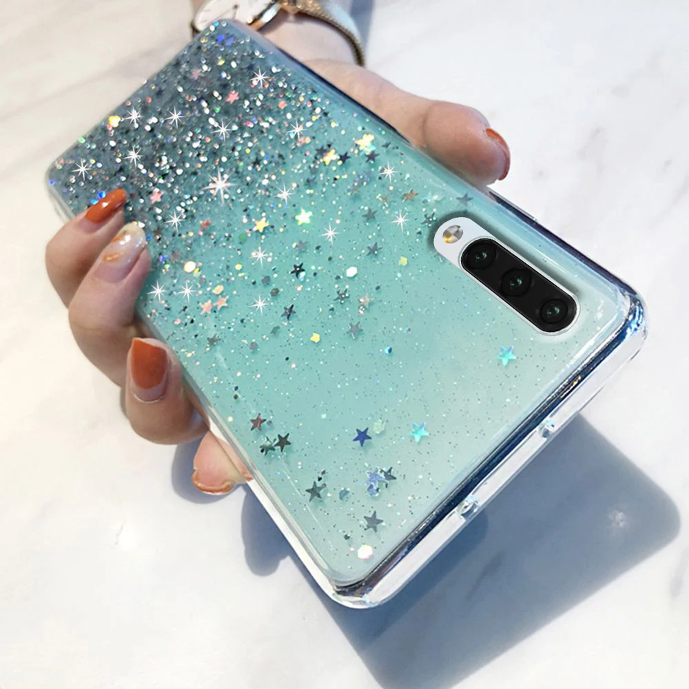 Прозрачный блестящий чехол со звездами для Samsung Galaxy A51 A71 A70 A50 A30 A40 A20 A10 A80 A90 A20S A10S A20E