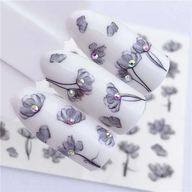 1 Sheet Colorful Nail Art Water Decals Chinese Ink Flower Painting Transfer Stickers DIY Decoration Slide | Красота и здоровье