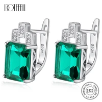 doteffil gemstone clip on earrings luxury 7 6ct nano russian emerald and sapphire 925 silver hoop earring women jewelry wedding