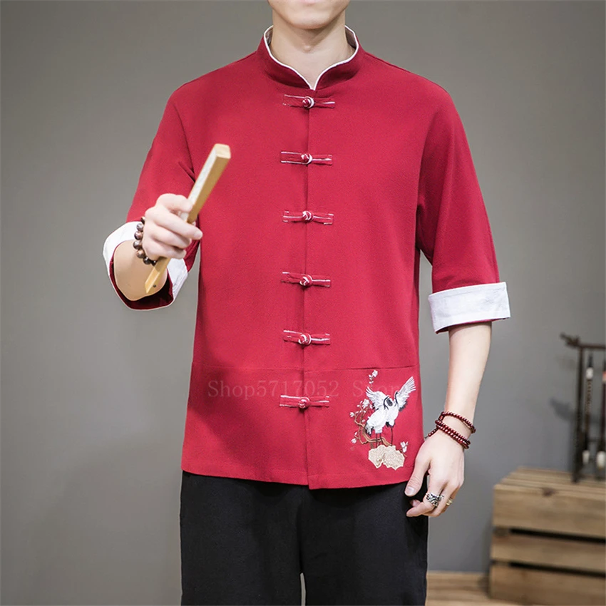 2020 радиальная Китайская одежда Мужская модная уличная костюм Тан Топ кран