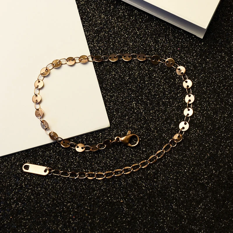 

TOSOKO Round Piece Bracelet Stainless Steel Small Circle Bracelet Elegant Female Jewelry BSE051