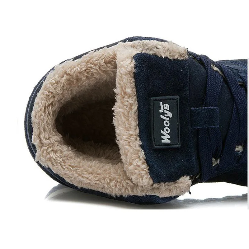 LAKESHI/мужские ботинки теплые плюшевые ботильоны мужская обувь черного цвета