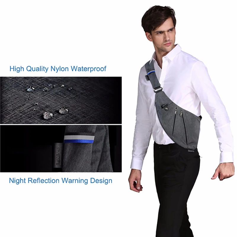 Нагрудная сумка DIENQI для мужчин многофункциональная водонепроницаемая через