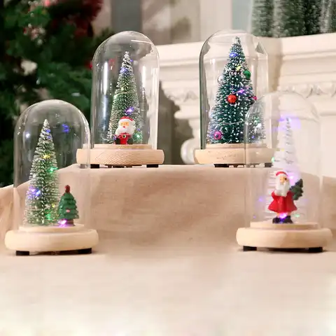 Мини Рождественская елка, подарки, Рождественское украшение, Рождественская елка в стеклянном куполе, красочная Искусственная елка, рождес...