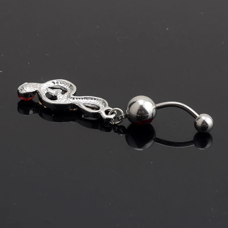 Модное кольцо стразы из хирургической стали для пирсинга пупка с длинной