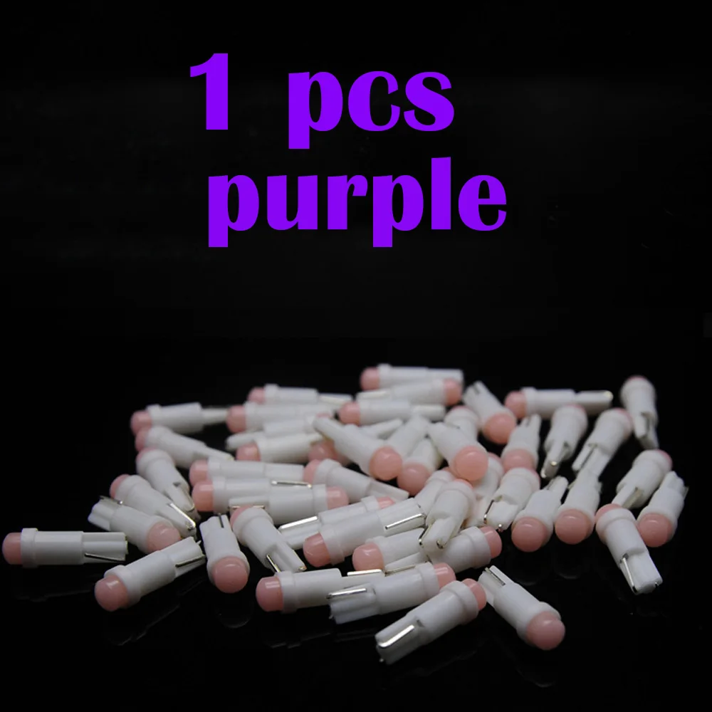 purple 1pcs Для машины подсветка для авто Автомобильная внутренняя T5 Светодиодная Автомобильная лампочка подсветка приборной доски Автомобильная дверь клиновидная лампа для ламп накаливания 12 В cob для SMD стайлинга автомобиля - Цвет: purple 1pcs