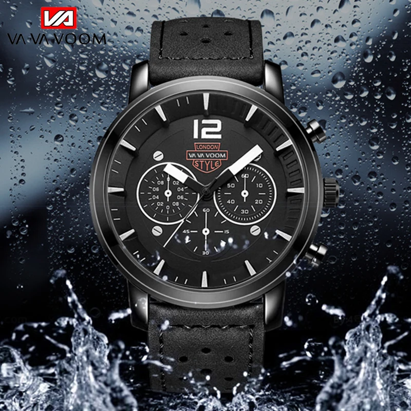 

VAVA VOOM Mens Watches Top Brand Luxury Quartz Watch Men Shock Bussiness Leather relogio masculino Waterproof reloj hombre