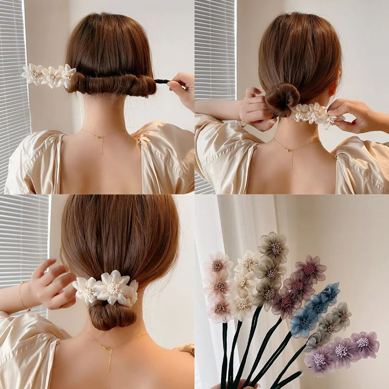 

Korea New Hairpin Ladies Fashion Lazy Hair Clip Flower Braided Hair Style Hair Stick Headdress Ins Simple Fresh Hair Accessories