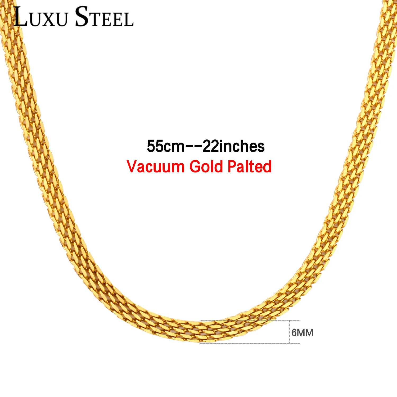 Массивное ожерелье LUXUSTEEL 6 мм 55 см плоские цепи из нержавеющей стали ожерелья для