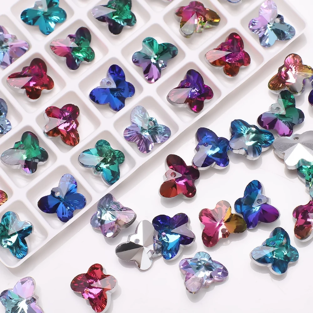 Стеклянные бусины в форме бабочки для изготовления ювелирных изделий оптом 14 мм