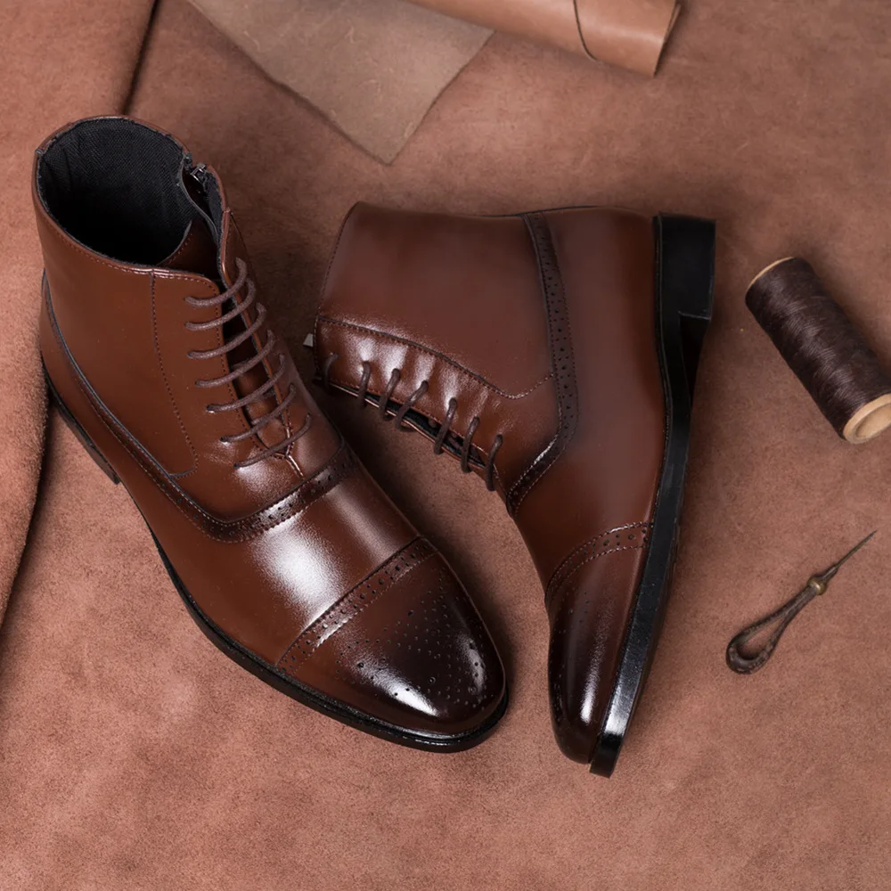 Мужские теплые ботинки на шнуровке, черные универсальные кожаные ботильоны, деловая обувь, большой размер 39-47, для зимы, 2021 от AliExpress WW