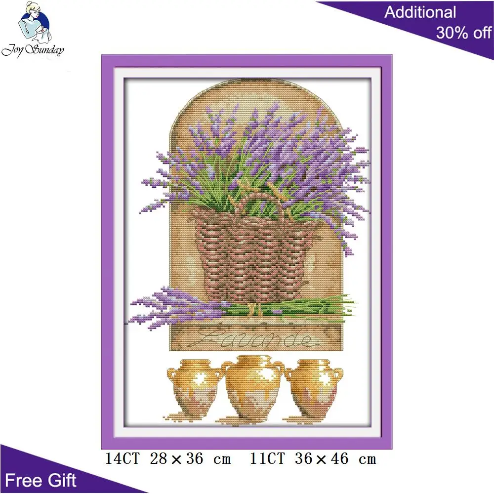 

Joy Sunday Lavender Needlepoint H377 14CT 11CT Stamped and Counted Home Decoration Lavender Flowers Embroidery Cross Stitch