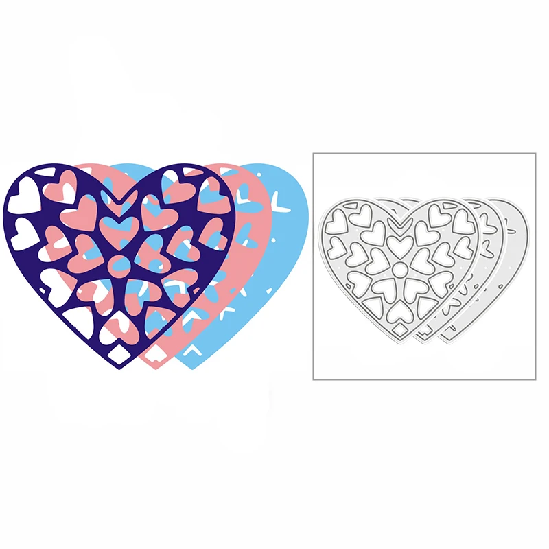 

New Hearts to Hearts Layered DIY Craft Mold 2021 Metal Cutting Dies for Scrapbooking and Card Making Decor Embossing No Stamps